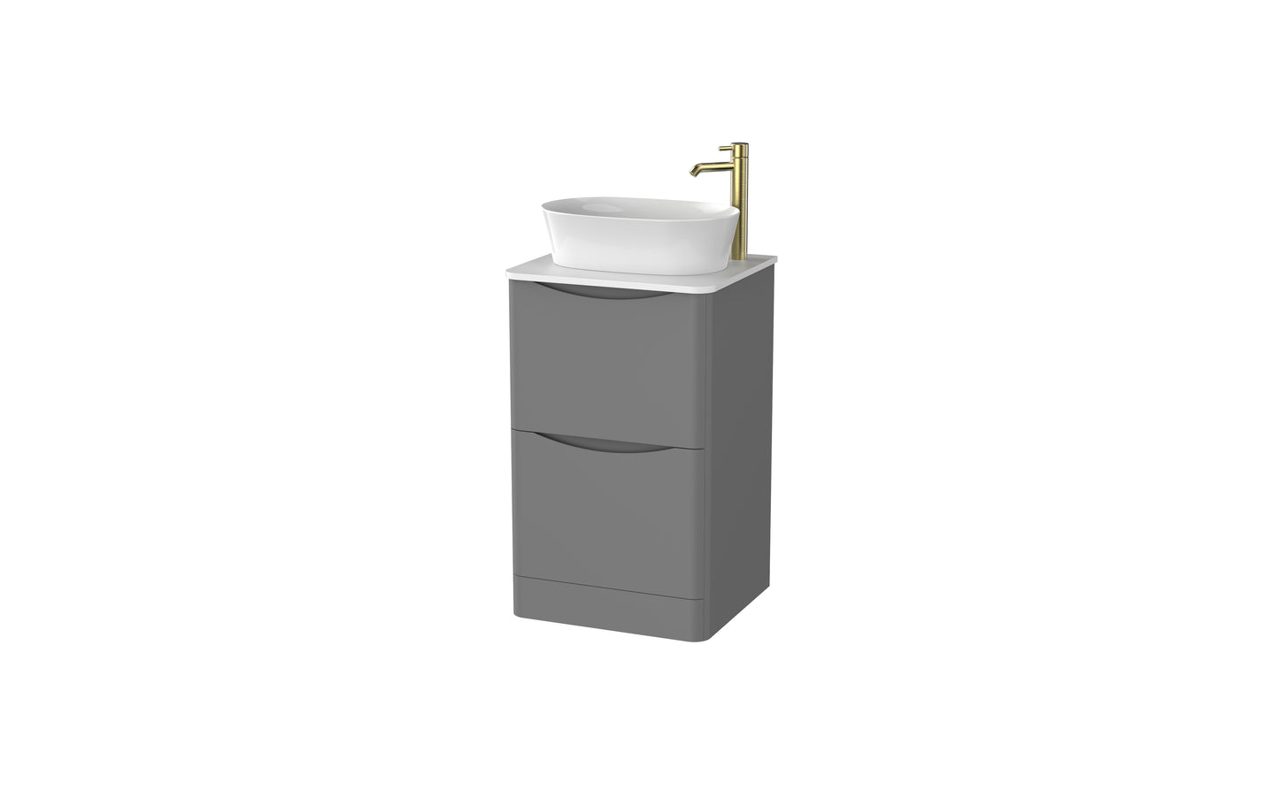 Aragon 500mm Handless Floor Cabinet with Countertop. 2 Drawer Soft Close - Dust Grey