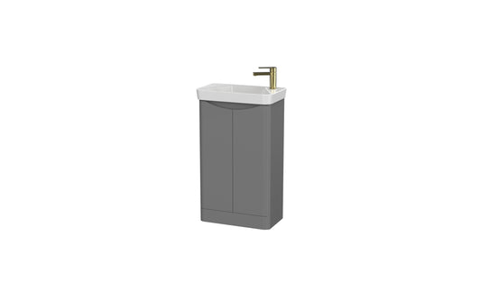 Tenby 500 x 290mm Shallow Cloakroom Floor Vanity Unit with Basin - Dust Grey