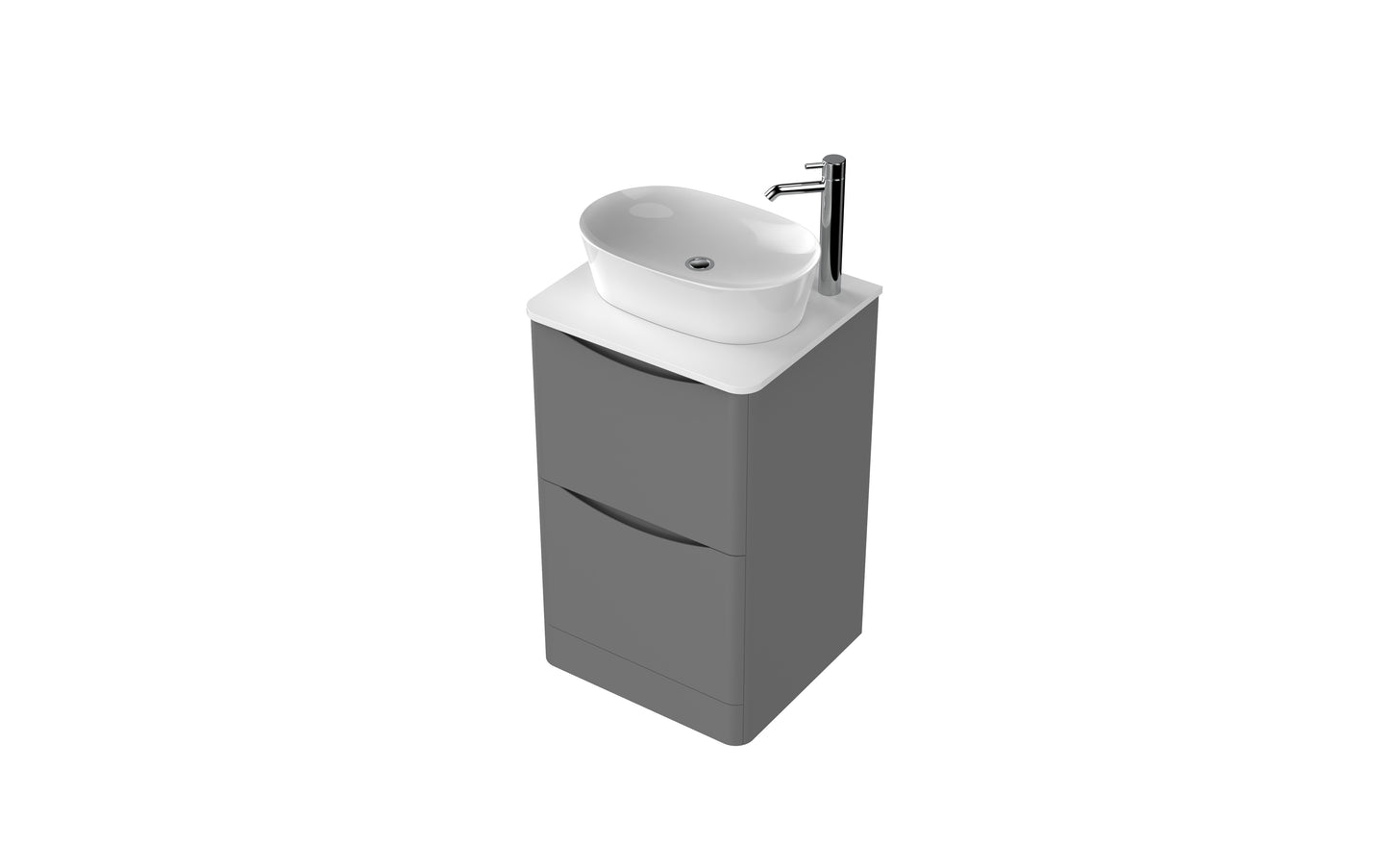 Aragon 500mm Handless Floor Cabinet with Countertop. 2 Drawer Soft Close - Dust Grey