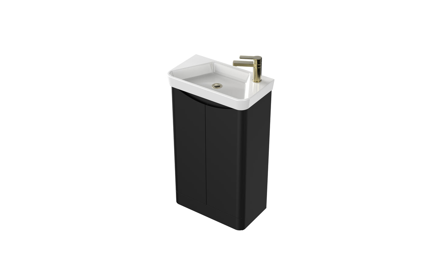 Tenby 500 x 290mm Shallow Cloakroom Floor Vanity Unit with Basin - Matt Black