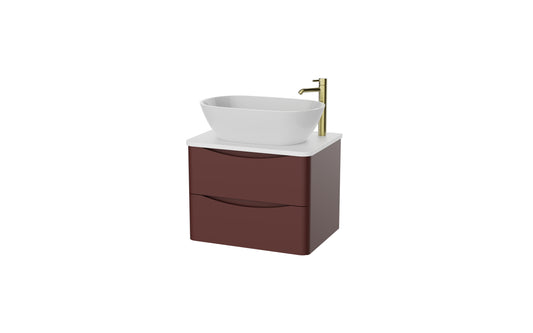 Aragon 600mm Handless Wall Hung Cabinet with Countertop. 2 Drawer Soft Close - Rustic Earth