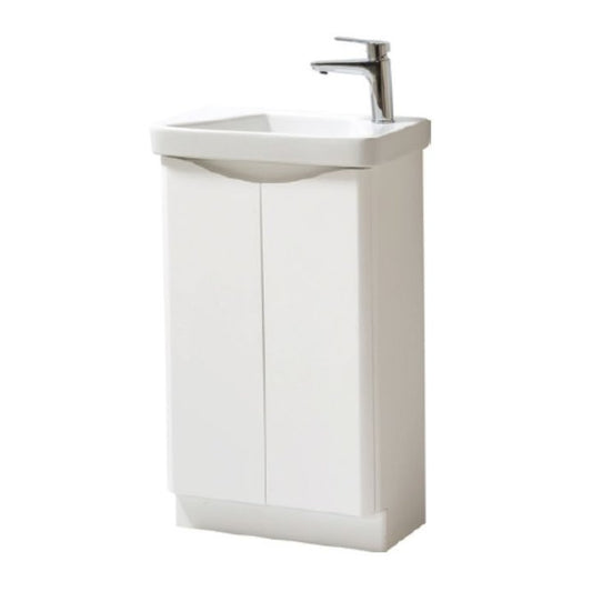 Tenby 500 x 290mm Shallow Cloakroom Floor Vanity Unit with Basin - Gloss White