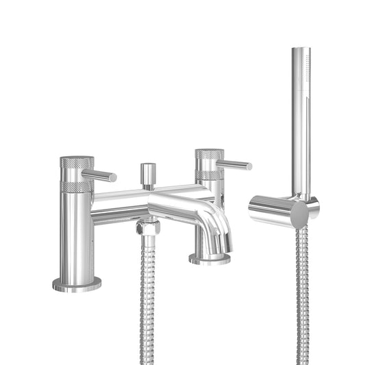 Vares-A Knurled Diamond Cut Bathroom Bath Shower Mixer Taps - Chrome