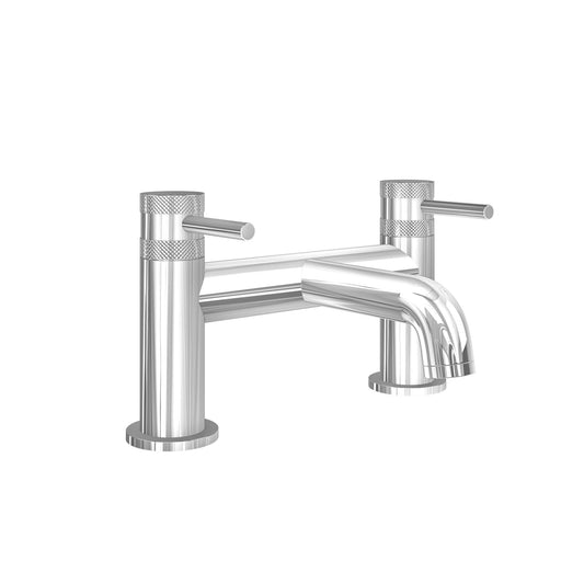 Vares-A Knurled Diamond Cut Bathroom Bath Filler Taps - Chrome