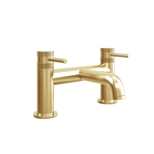 Vares-A Knurled Diamond Cut Bathroom Bath Filler Taps - Brushed Brass