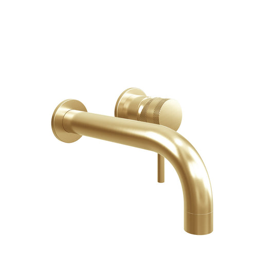 Vares-A Knurled Diamond Cut Bathroom Wall Basin - Bath Filler Taps - Brushed Brass