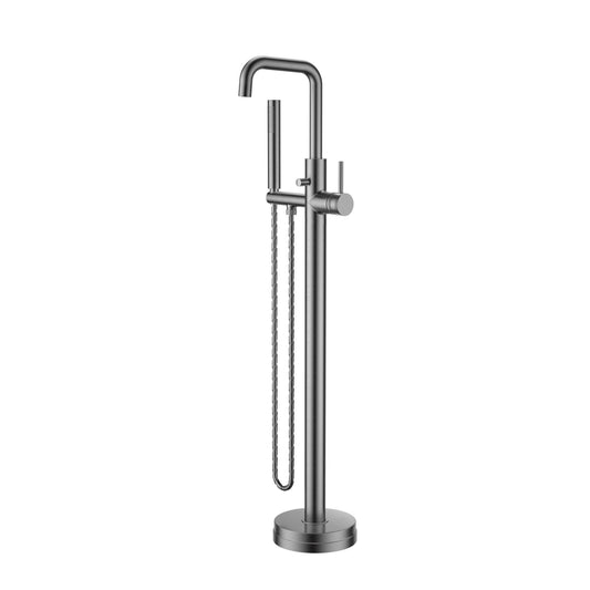 Vares-A Knurled Diamond Cut Free Standing Bathroom Bath Shower Mixer Taps - Gun Metal Grey