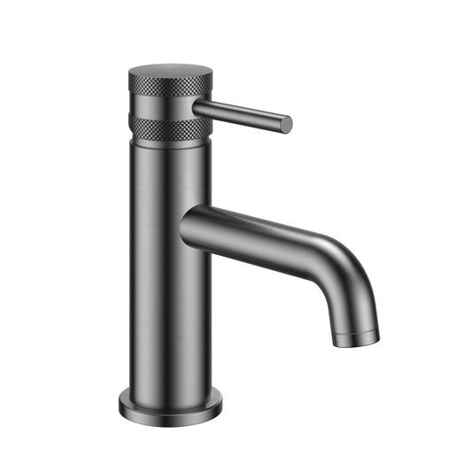Vares-A Knurled Diamond Cut Bathroom Mono Taps - Gun Metal Grey