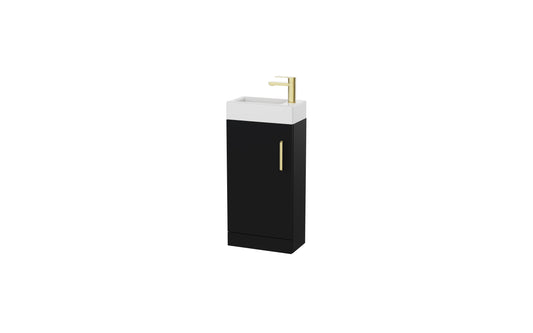 Corsica 400 x 200mm Shallow Cloakroom Floor Vanity Unit with Basin - Matt Black