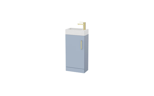 Corsica 400 x 200mm Shallow Cloakroom Floor Vanity Unit with Basin - Denim Blue