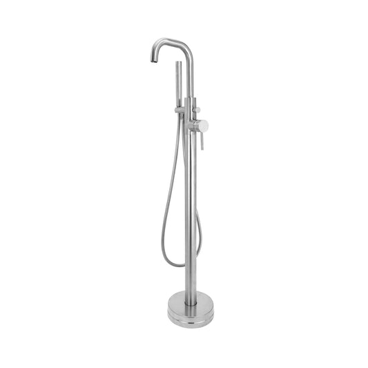 Vares-A Knurled Diamond Cut Free Standing Bathroom Bath Shower Mixer Taps - Chrome