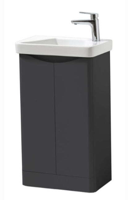 Tenby 500 x 290mm Shallow Cloakroom Floor Vanity Unit with Basin - Matt Grey