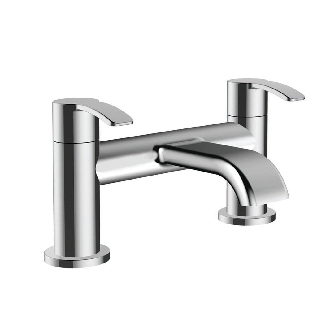 Vares-A Alto Round Bathroom Lever Bath Filler Taps - Chrome
