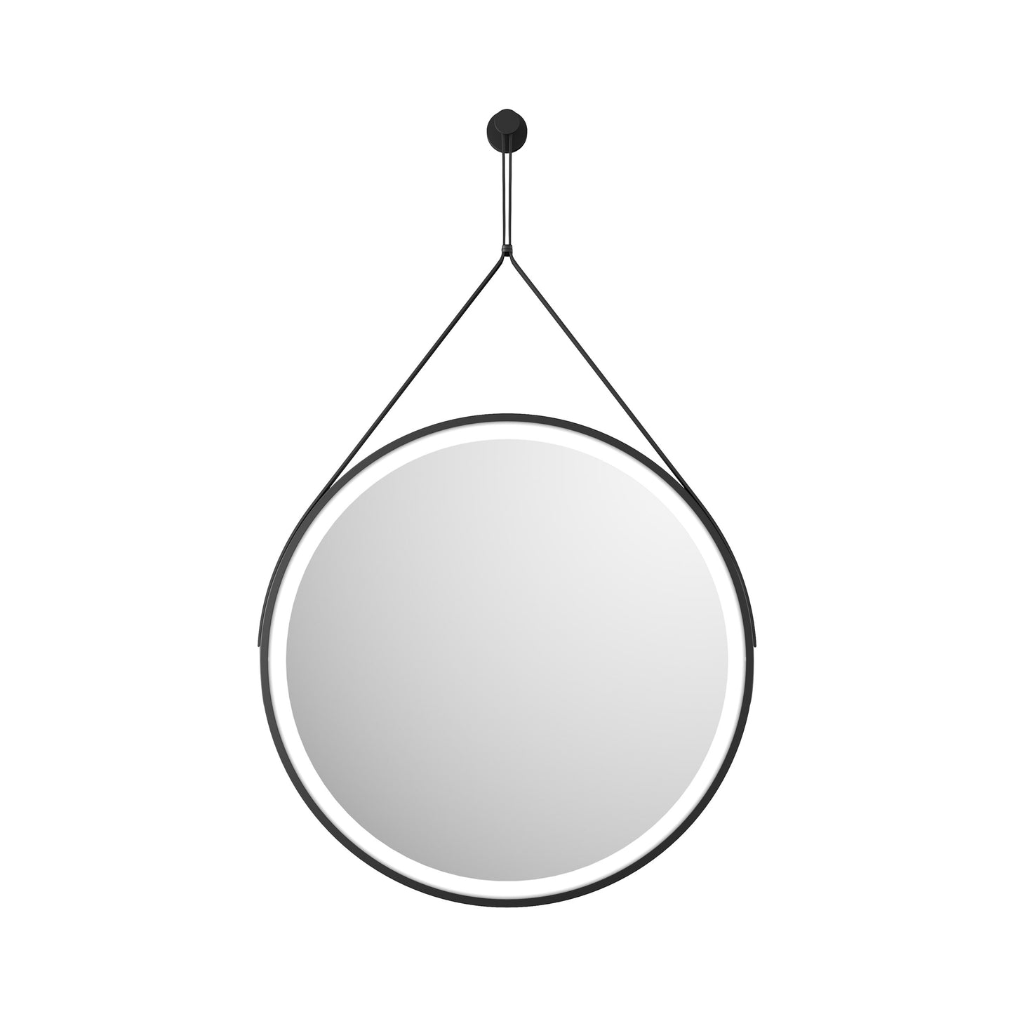 Vares-A Round Strap LED Ambient Colour Change Mirror - Black