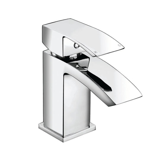 Vares-A Distro Square Single Lever Mini Mono Bathroom & Basin Taps - Chrome with Click Waste