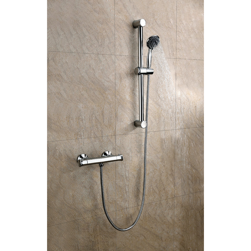 Vares-A Entry Round Bar Shower Kit with Riser - Chrome