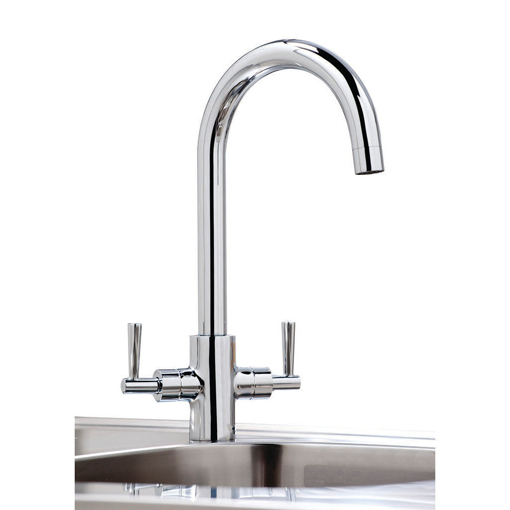 Vares-A Pool Dual Lever Kitchen Swan Neck Mixer Taps - Chrome