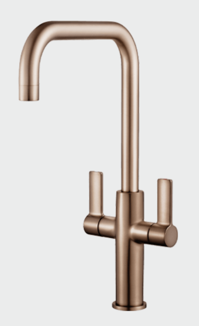 Pegler Jeroni Twin Lever Horizontal Kitchen Sink Taps - Antique Brass 922104