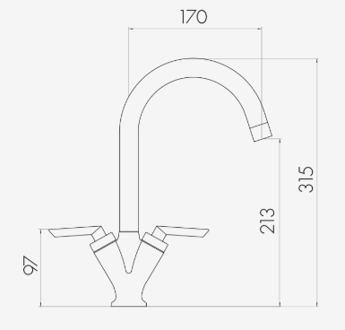 Vares-A, 'Liver' Monobloc Swivel Dual Lever Kitchen Sink Taps - Chrome
