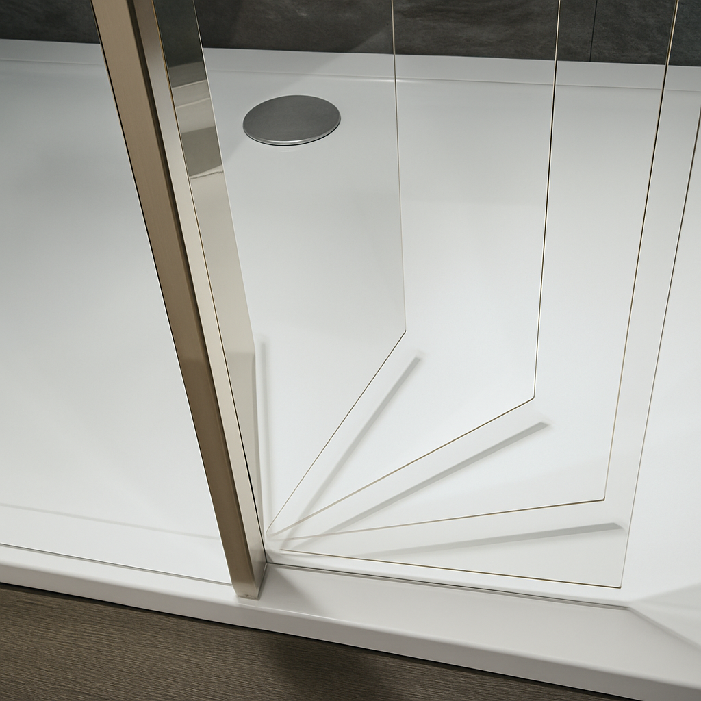 300mm 8mm Single Bathroom Wetroom Glass Flipper Panel - Brushed Nickel