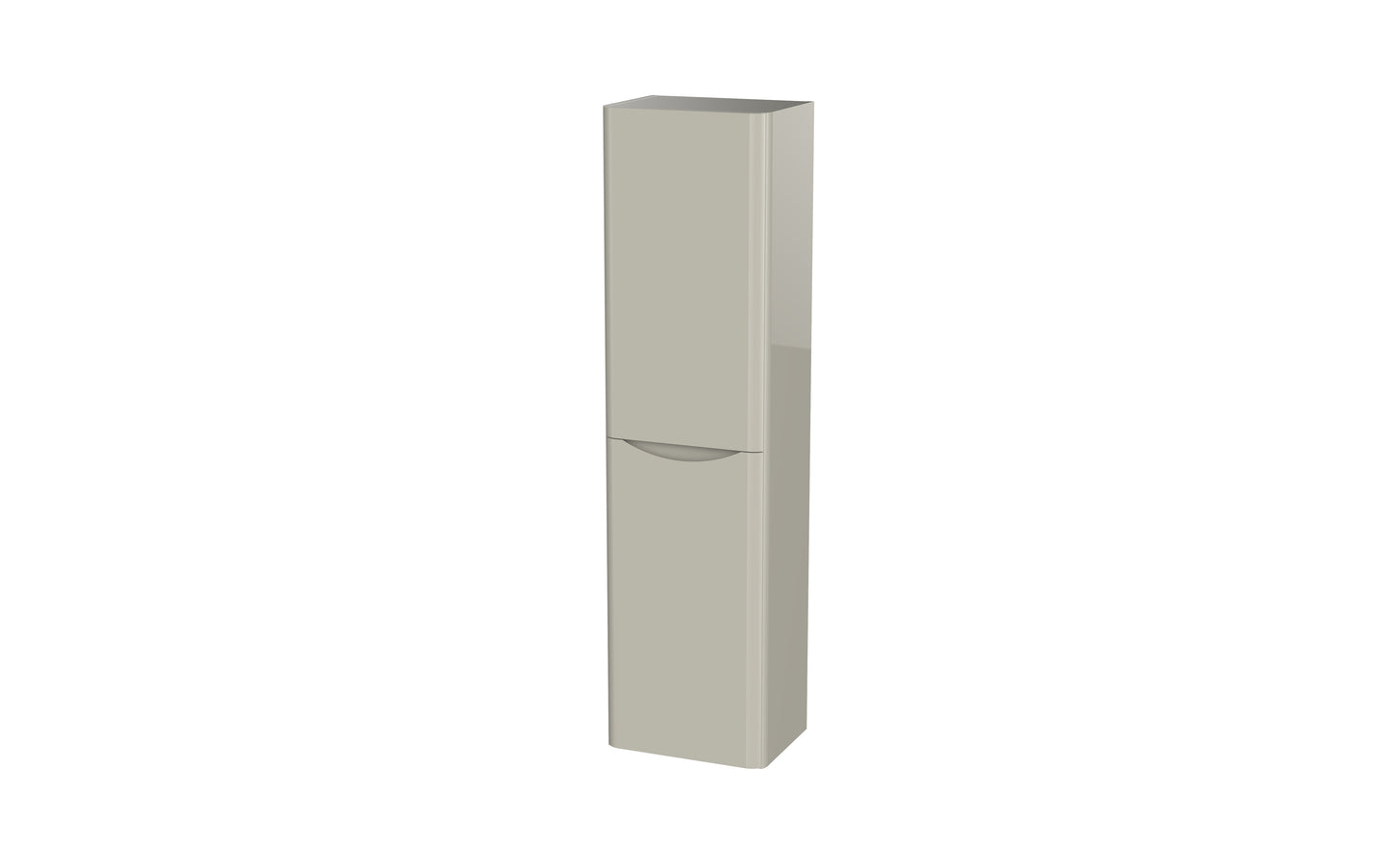 Aragon 400mm Handless Wall Hung Bathroom Tallboy. 2 Drawer Soft Close - Mushroom Gloss