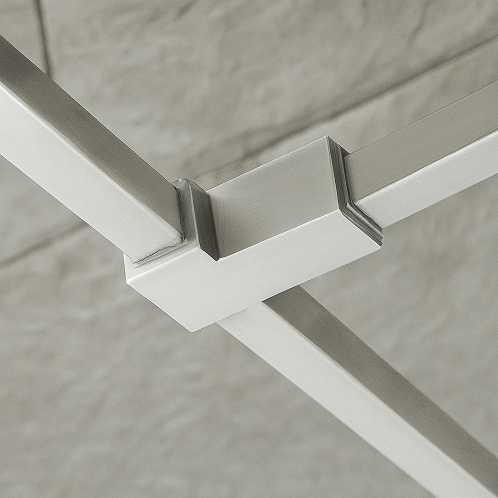 8mm Single Bathroom Wetroom Glass Support Arm Joining Piece - Brushed Nickel