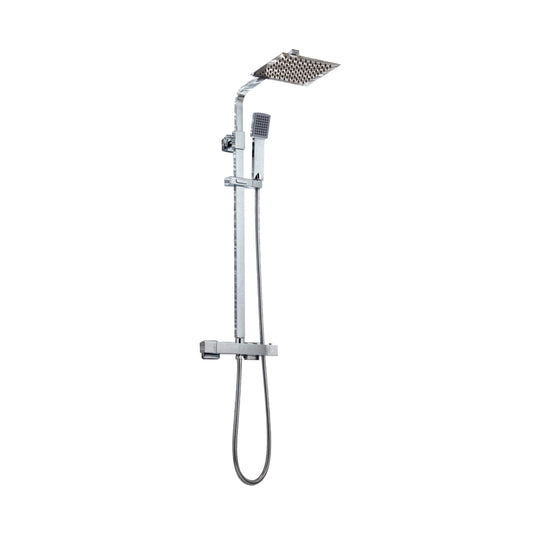 Vares-A Square Exposed Dual Head Exposed Shower with Ridge Riser - Chrome