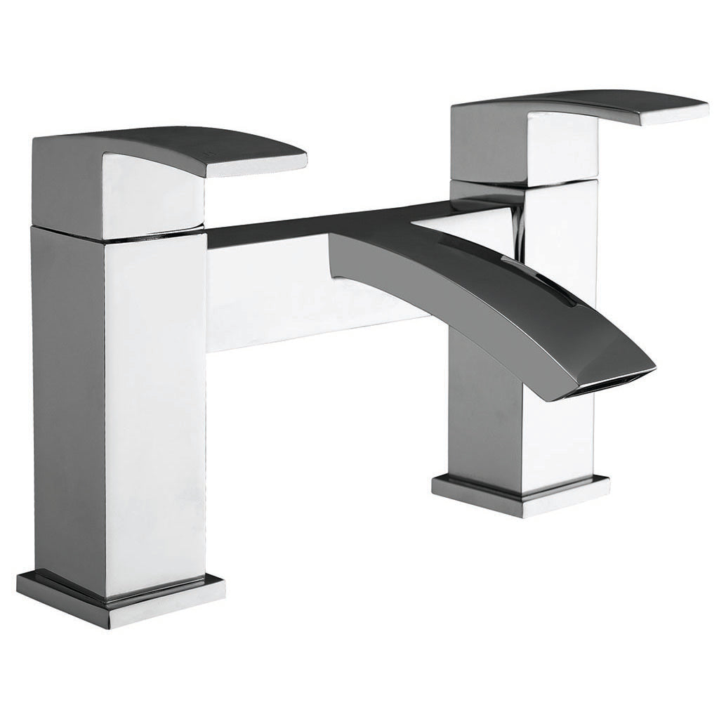 Vares-A Distro Square Single Lever Mini Mono Bathroom & Basin Taps - Chrome with Click Waste