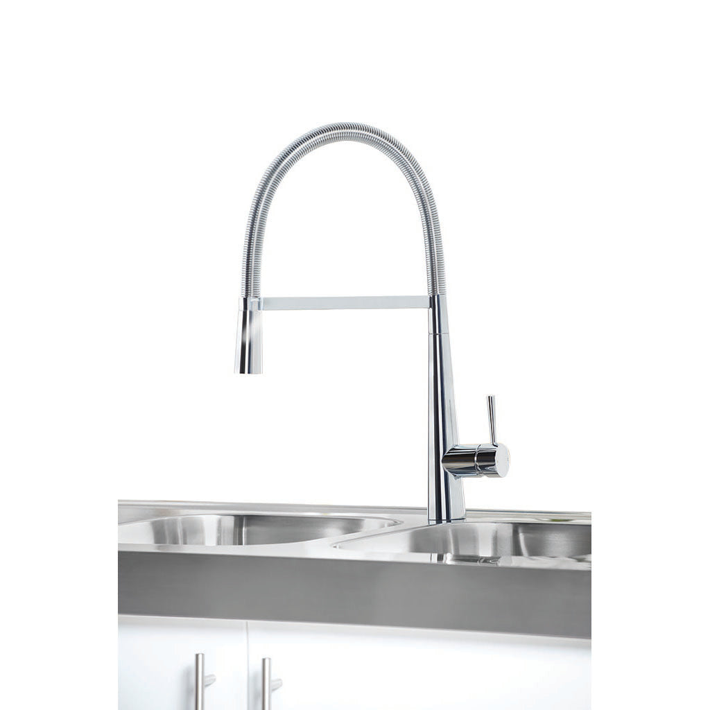 Vares-A 'Candii' Single Lever Flexi Swan Neck Monobloc Kitchen Sink Taps - Chrome