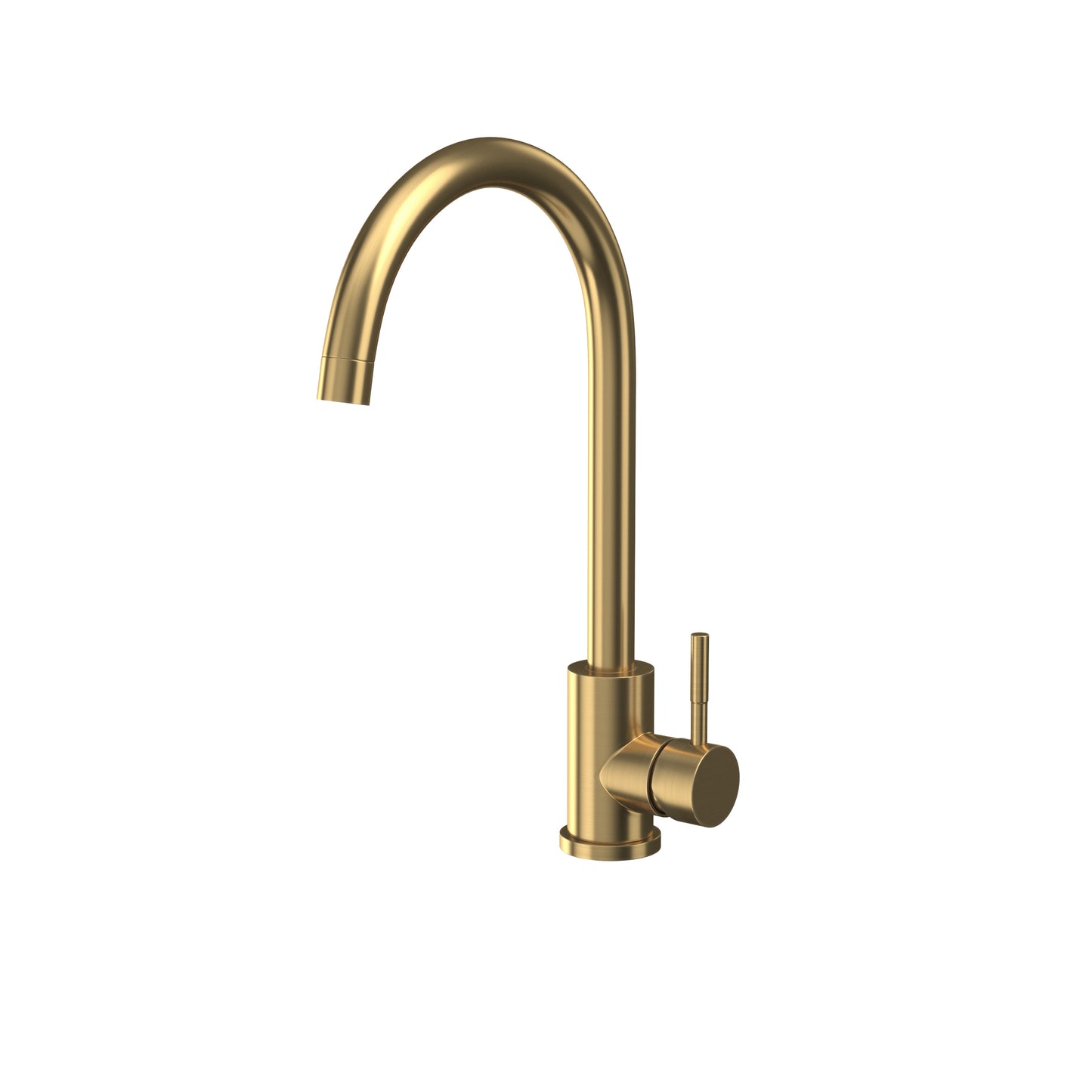 Vares-A Jad Single Lever Swan Neck Monobloc Kitchen Sink Taps - Brushed Brass