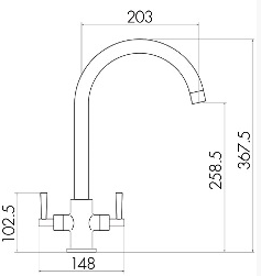 Vares-A Pool Dual Lever Kitchen Swan Neck Mixer Taps - Chrome