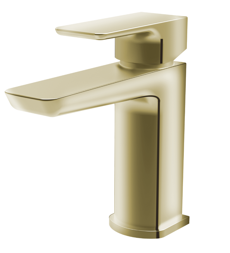 Vares-A Noire Single Lever Mono Basin & Bathroom Taps - Brushed Brass