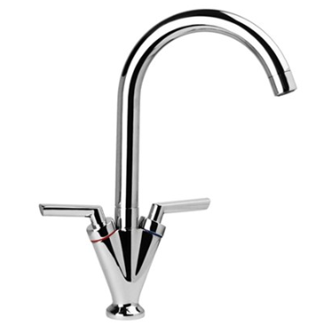 Vares-A, 'Liver' Monobloc Swivel Dual Lever Kitchen Sink Taps - Chrome