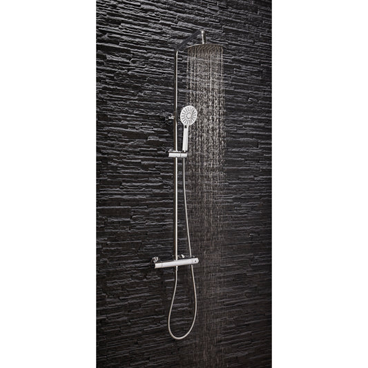 Vares-A Cool Touch Round Exposed Dual Head Exposed Shower with Ridge Riser - Chrome