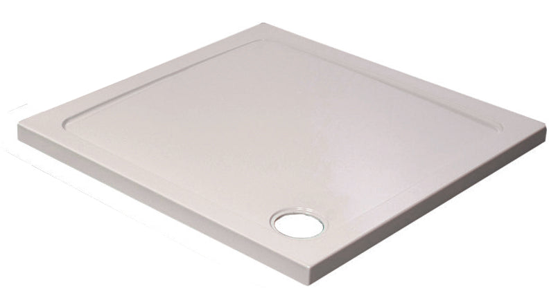 K-Vit 70cm Square Stone Resin Shower Tray 700mm x 700mm - 90mm Wastes Chrome, Black or Brushed Brass