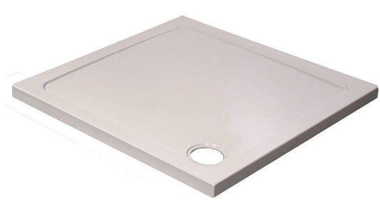 K-Vit 70cm Square Stone Resin Shower Tray 700mm x 700mm - 90mm Wastes Chrome, Black or Brushed Brass