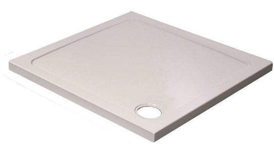 K-Vit 80cm Square Stone Resin Shower Tray 800mm x 800mm - 90mm Wastes Chrome, Black or Brushed Brass